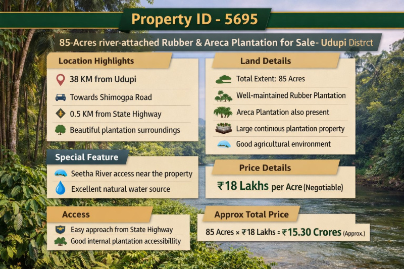  85 Acre Agricultural/Farm Land for Sale in Karkala, Udupi