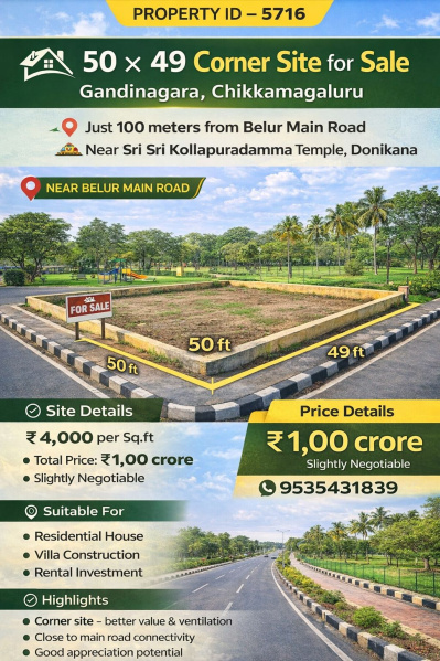  4000 Sq.ft. Commercial Land for Sale in Kalyananagara, Chikmagalur, 