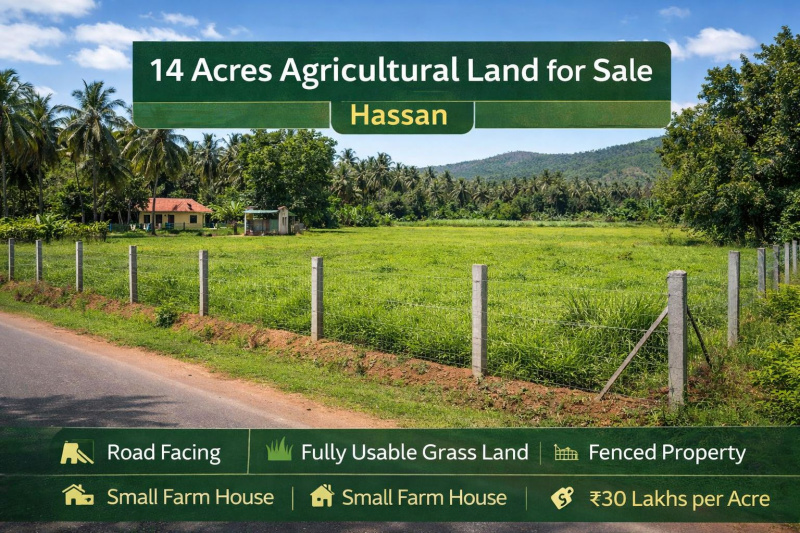  14 Acre Agricultural/Farm Land for Sale in Kuvempu Nagar, Hassan