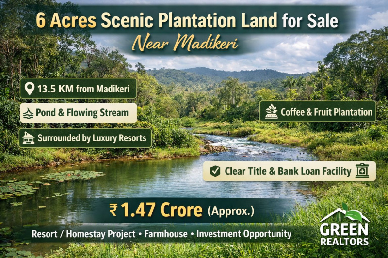  6 Acre Agricultural/Farm Land for Sale in Madikeri, Kodagu