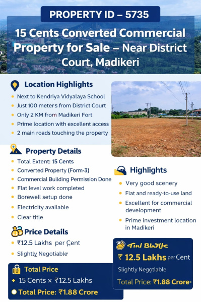  15 Cent Agricultural/Farm Land for Sale in Madikeri, Kodagu