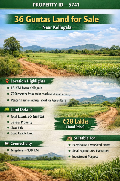  36 Guntha Agricultural/Farm Land for Sale in Kollegal, Chamrajnagar
