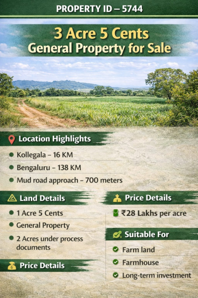  4 Acre Agricultural/Farm Land for Sale in Kollegal, Chamrajnagar