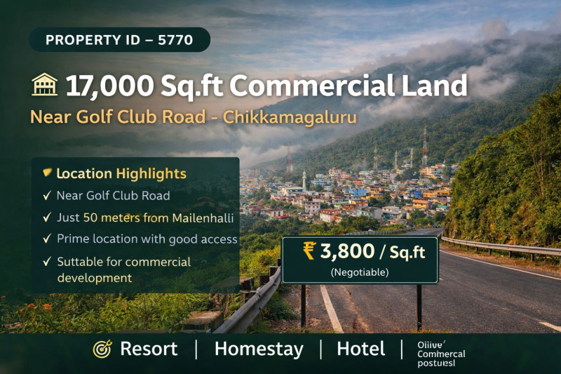  17000 Sq.ft. Commercial Land for Sale in Kaimara, Chikmagalur