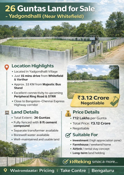  26 Guntha Commercial Land for Sale in Whitefield, Bangalore
