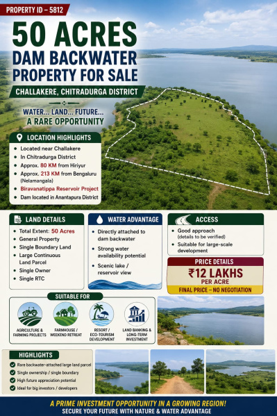  50 Acre Agricultural/Farm Land for Sale in Challakere, Chitradurga