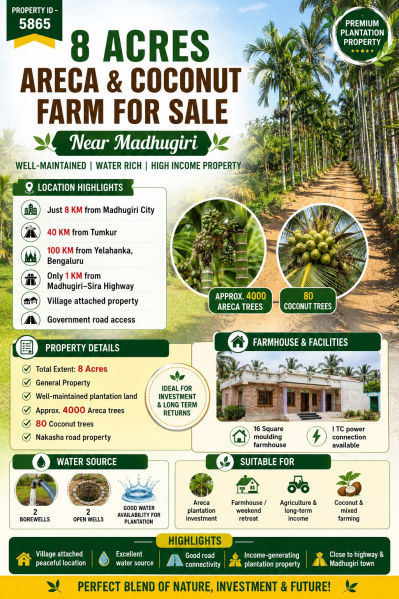  8 Acre Agricultural/Farm Land for Sale in Madhugiri, Tumkur