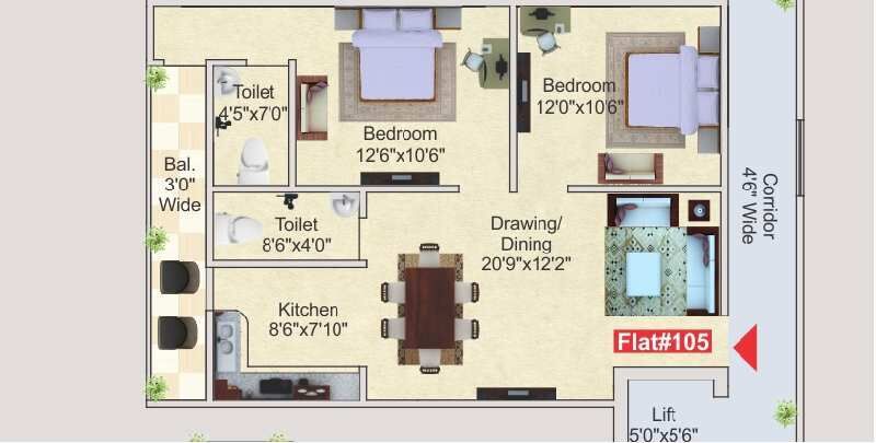 2 BHK Apartment 937 Sq.ft. for Sale in Swarjpuri Kendui, Gaya