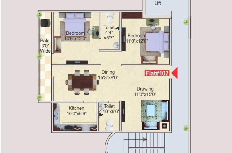 2 BHK Apartment 1101 Sq.ft. for Sale in Swarjpuri Kendui, Gaya