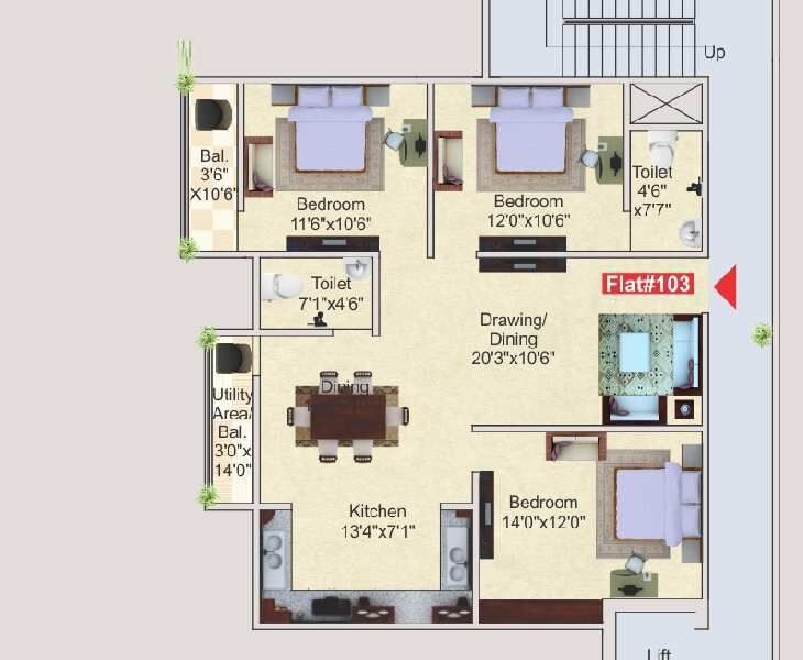 3 BHK Apartment 1388 Sq.ft. for Sale in Swarjpuri Kendui, Gaya