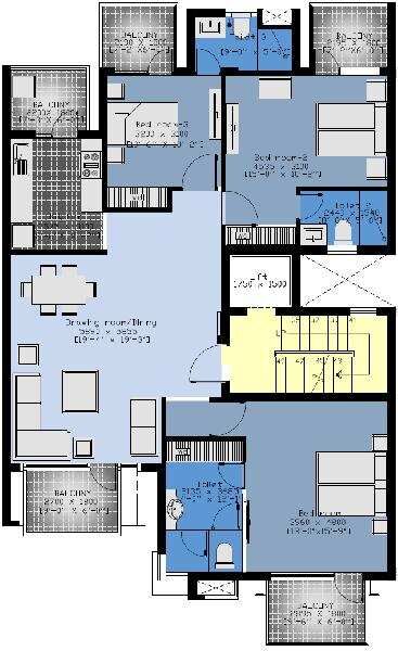 3 BHK Builder Floor 328 Sq. Yards for Sale in Block A, Sushant Lok Phase I, Gurgaon