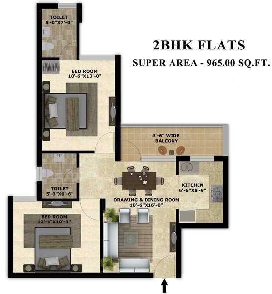 2 BHK Residential Apartment 965 Sq.ft. for Sale in Barwala Road, Dera Bassi