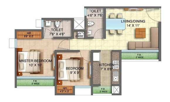 2 BHK Residential Apartment 870 Sq.ft. for Sale in Dombivli, Thane