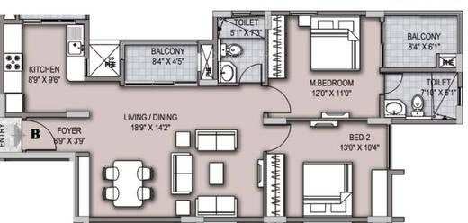 2 BHK Apartment 1176 Sq.ft. for Sale in