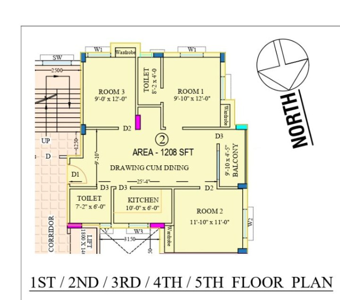 3 BHK Apartment 1208 Sq.ft. for Sale in Apcar Garden West, Asansol