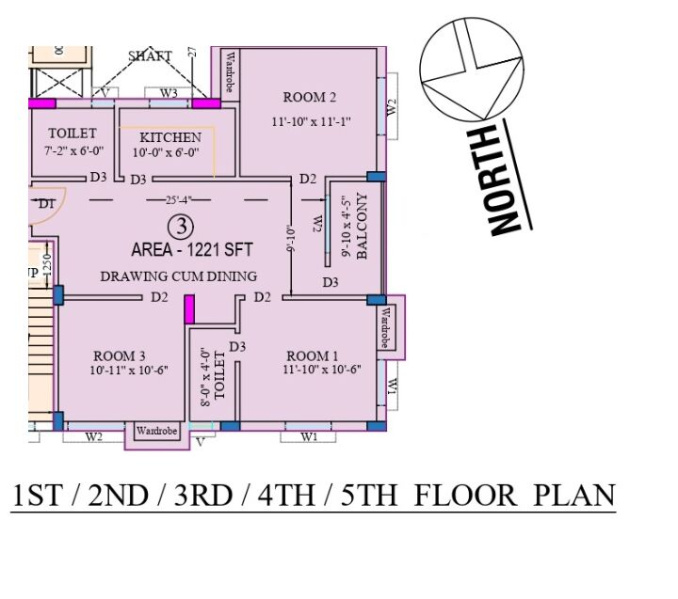 3 BHK Apartment 1221 Sq.ft. for Sale in Court More, Asansol