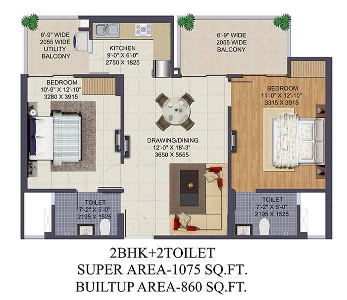 2 BHK Residential Apartment 860 Sq.ft. for Sale in Sector 74 Noida