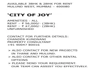 3 BHK Flat for Rent in Mulund West, Mumbai