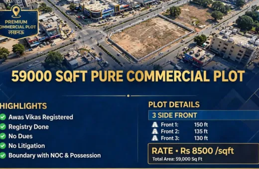  59000 Sq.ft. Commercial Land for Sale in Sector 6, Vrindavan Colony, Lucknow