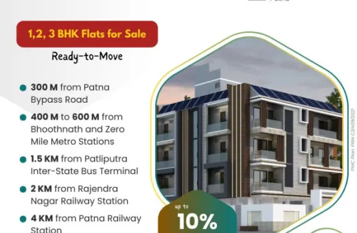 1 BHK 568 Sq.ft. Apartment for Sale in Bhagwat Nagar, Patna