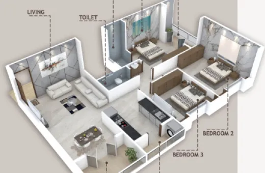3 BHK 1415 Sq.ft. Apartment for Sale in Pathardi Phata, Nashik