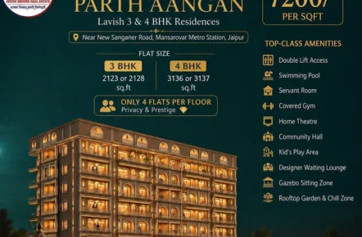 3 BHK 2123 Sq.ft. Apartment for Sale in New Sanganer Road, Jaipur